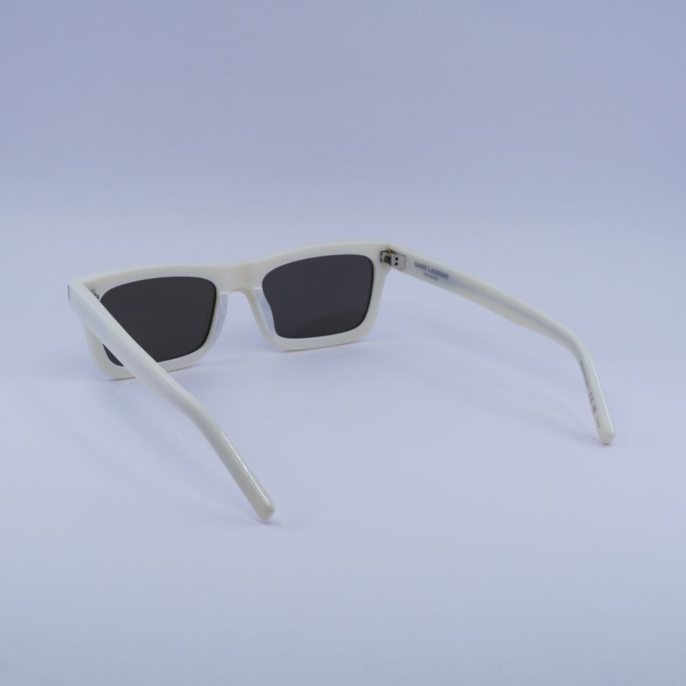 Saint Laurent SL461 BETTY 020 Sunglasses Ivory Rectangle Frame, Grey Lenses - Picture 4 of 13